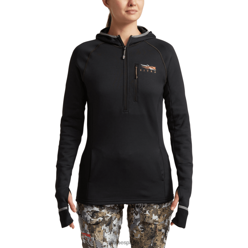 mujer SITKA Gear negro fanático con capucha tapas 8D62F0399