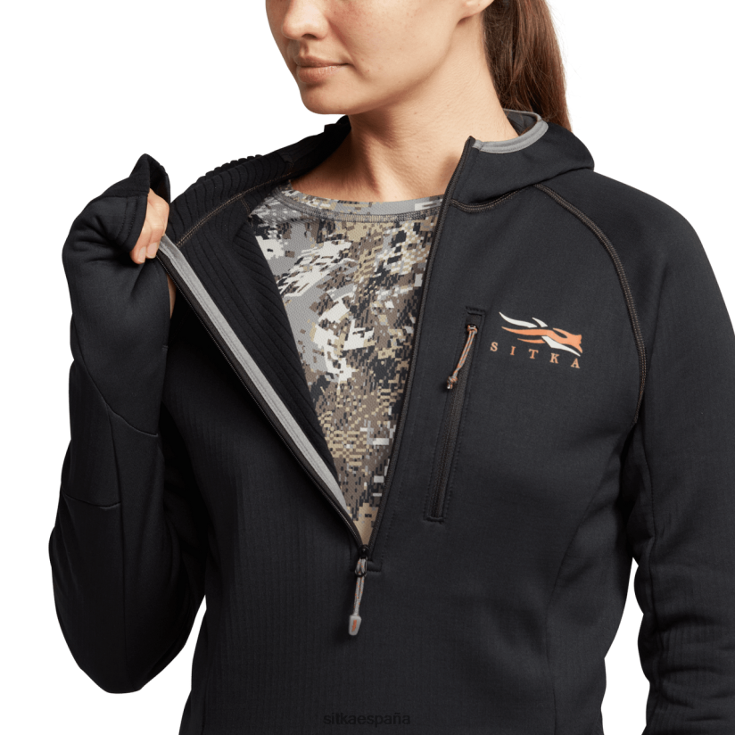 mujer SITKA Gear negro fanático con capucha tapas 8D62F0399