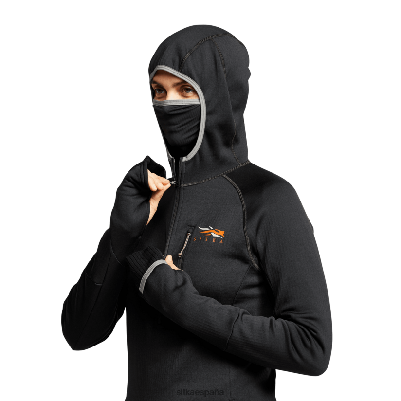 mujer SITKA Gear negro fanático con capucha tapas 8D62F0399